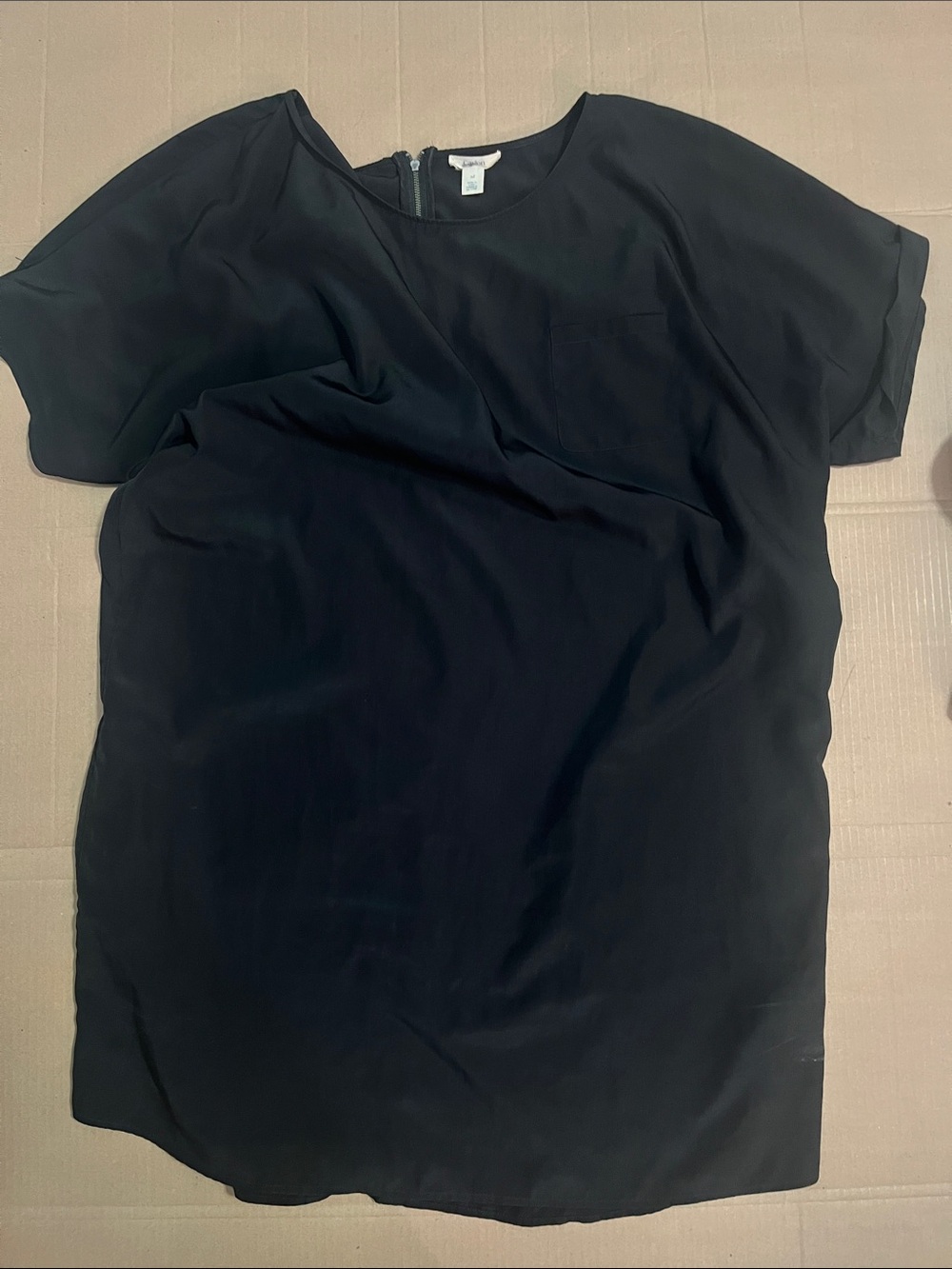 Women's Black Short-Sleeve Tunic Blouse